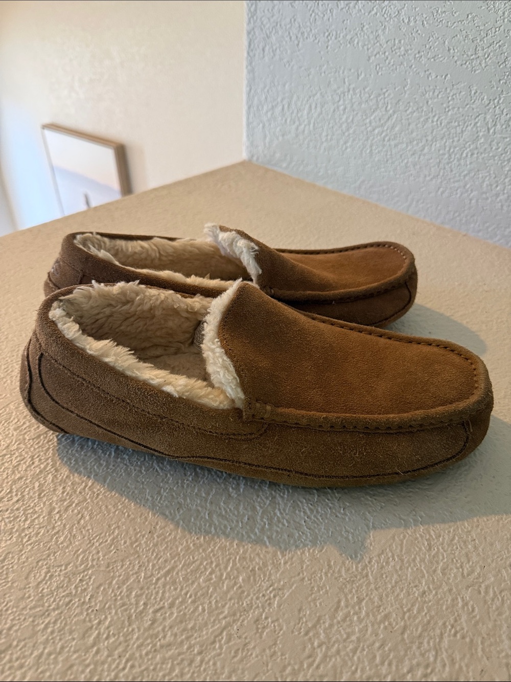 UGG Men's Chestnut Suede Shearling-Lined Slip-On Loafers